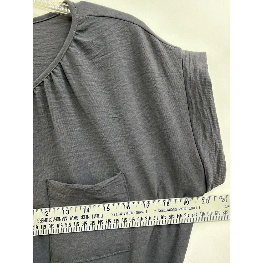 Monteau‎ Los Angeles Gray Wide Leg Jumpsuit Lg Button Front Elastic Waist Pocket